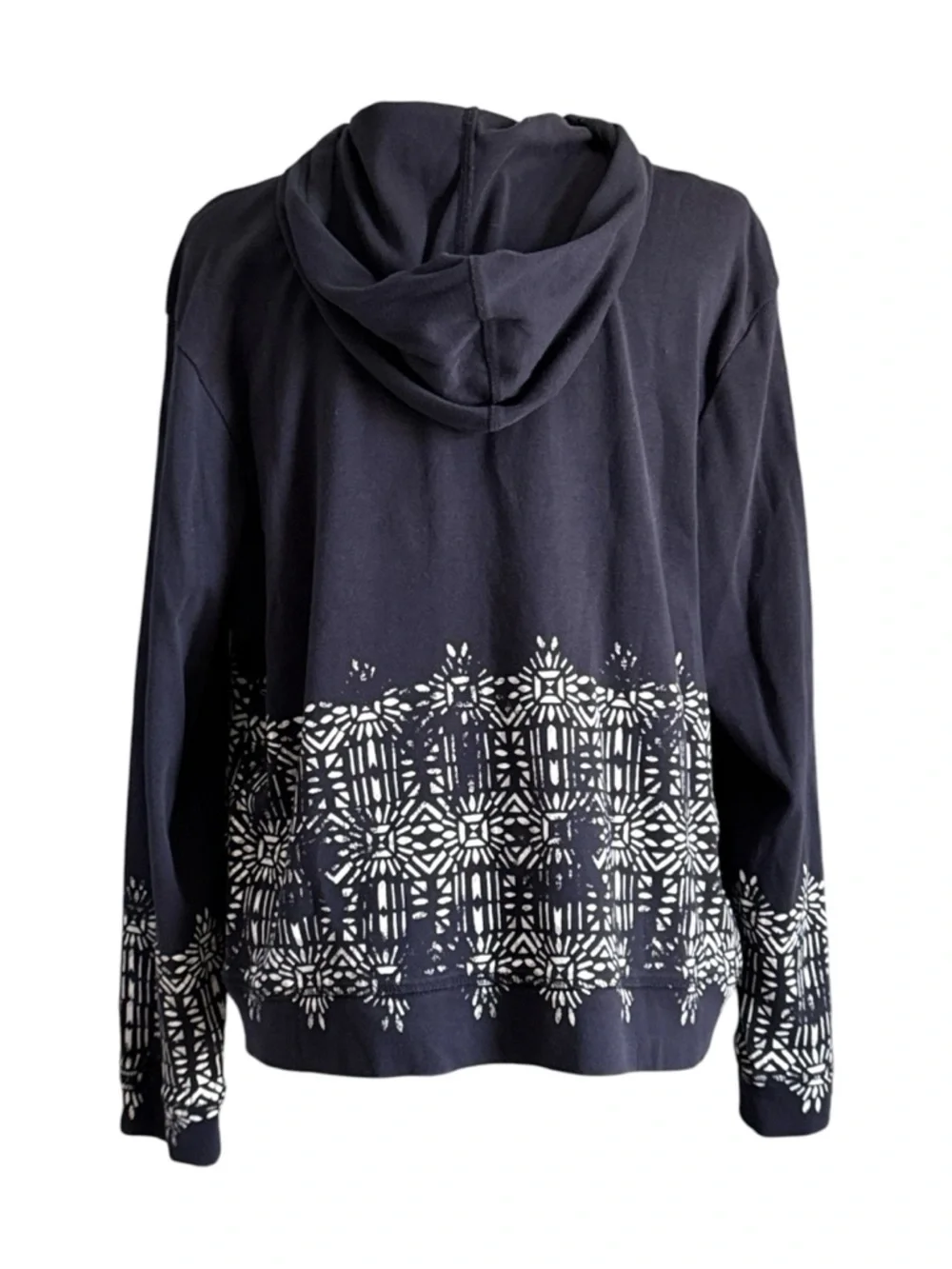 Chico’s Zenergy Navy Zip-Front Hoodie with White Pattern - Picture 2 of 11